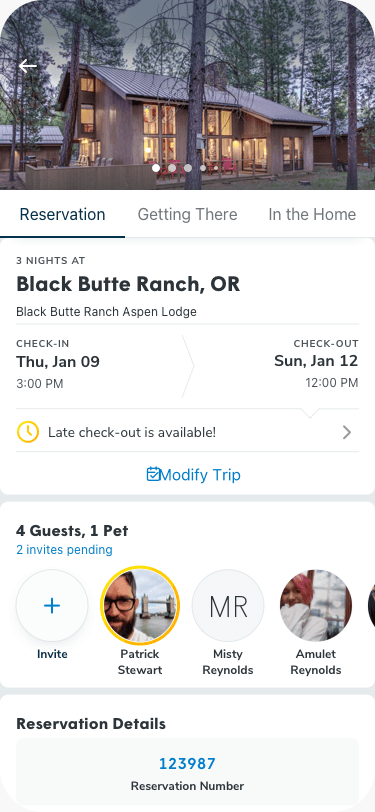 App screen: reservation tab