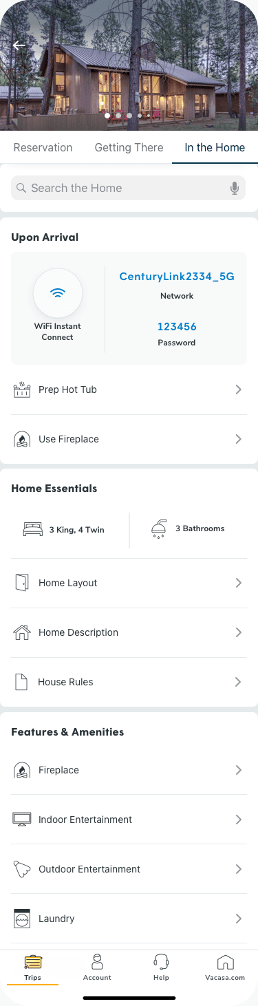 App screen: getting there tab