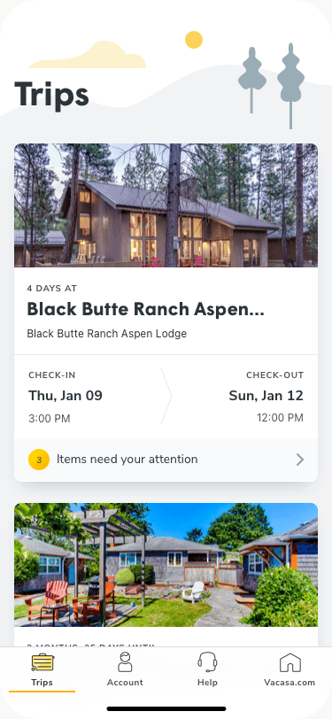 App screen: my trips list